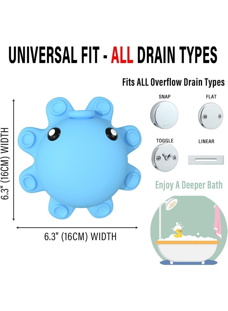ChicAbode Bathtub Overflow Drain Cover, Silicone Bathroom Overflow Drain Cover, Bath Tub Overflow Cover, Bathroom Spa Accessories, Adds Inches of Water for Deeper Warmer Bath, Blue - Image 3